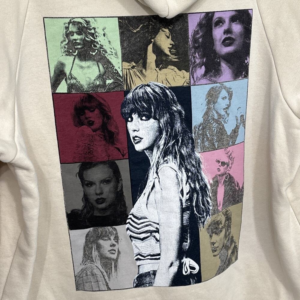 Taylor Swift The Eras Tour Hoodie Cream W/ Colored Taylor Size Large Sweatshirt - Picture 2 of 11